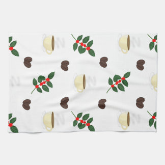 Linge De Cuisine Coffee Pattern with Beans, Cups, and Coffee trees