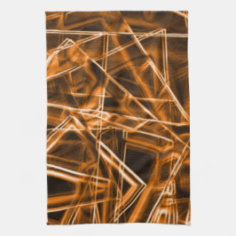 Linge De Cuisine coins carrés et taches "néon" orange