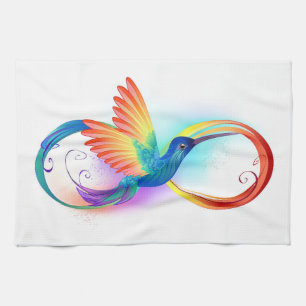 Linge De Cuisine Colibri arc-en-ciel avec symbole Infinity
