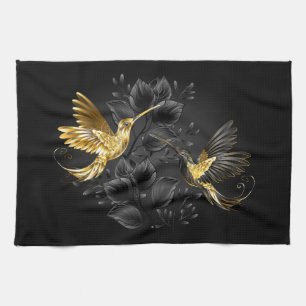 Linge De Cuisine Colibri noir et or