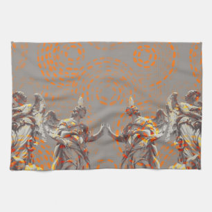 Linge De Cuisine Collage cool de sculptures et de cercles oranges