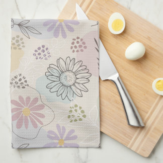Linge De Cuisine Collage de fleurs sauvages pastel – Géométrique fl
