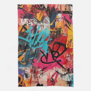 Linge De Cuisine Collage de graffiti urbain avec des couleurs vives