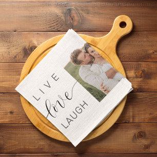 Linge De Cuisine Collage moderne Couple Photo & Live Love Laugh Cad