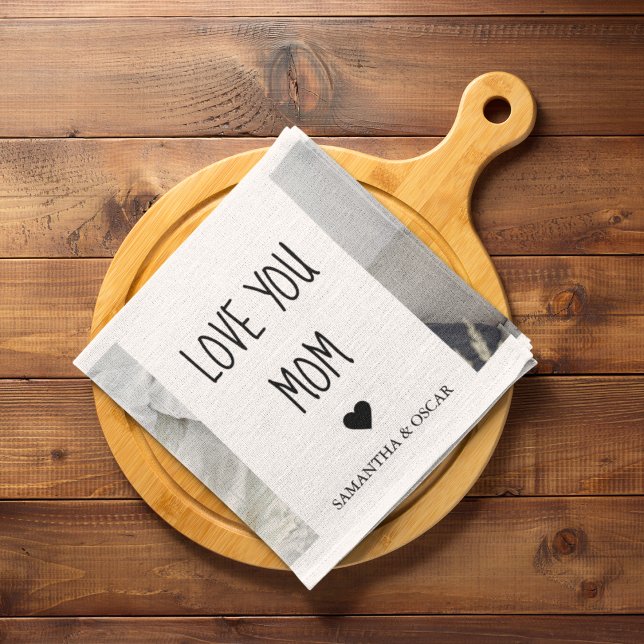Linge De Cuisine Collage moderne Photo Love You Mom Best Gift (Créateur téléchargé)