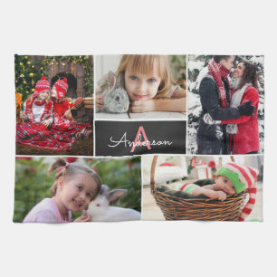 Linge De Cuisine Collage photo de la famille Monogramme