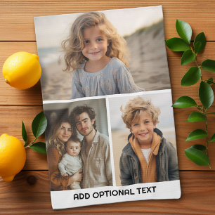 Linge De Cuisine Collage photo minimal moderne 3 avec texte