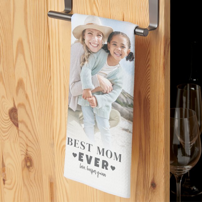 Linge De Cuisine Collage photo personnalisé de maman (Personalized Mom Photo Collage kitchen towel)