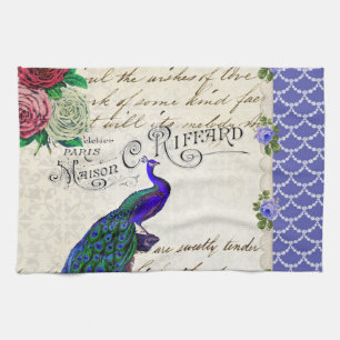 Linge De Cuisine Collage vintage de paon