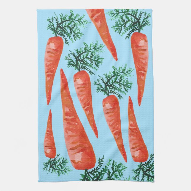Linge De Cuisine Collection de carottes aquarelles bleu (Vertical)