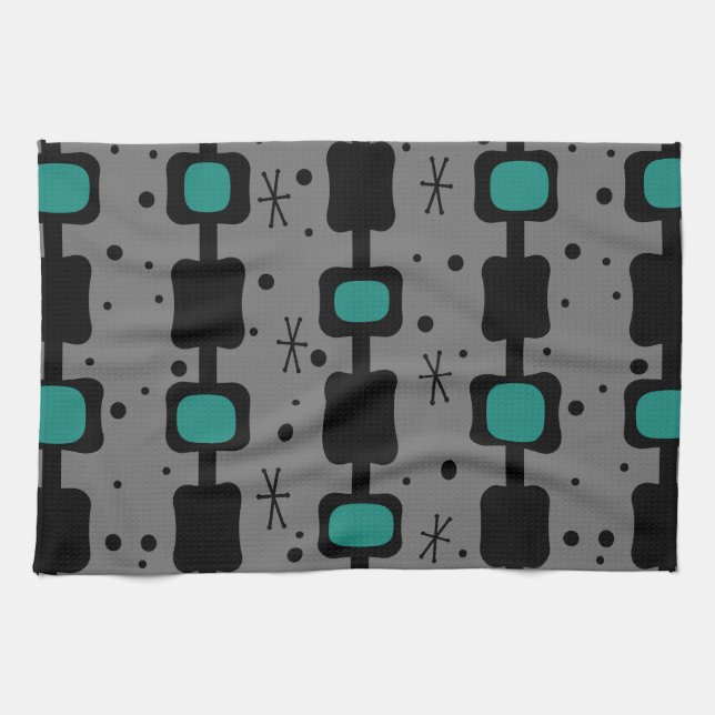 Linge De Cuisine Colonnes Moyenne Rétro Boîtes Turquoises (Horizontal)