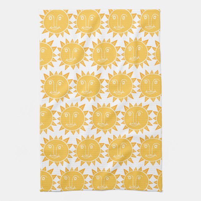 Linge De Cuisine Coloré moderne Soleils Motif jaune (Vertical)