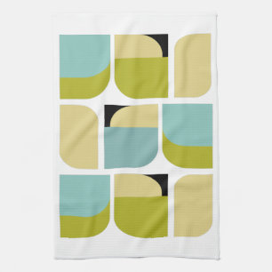 Linge De Cuisine Coloré Scandinave Turquoise Jaune Géométrique