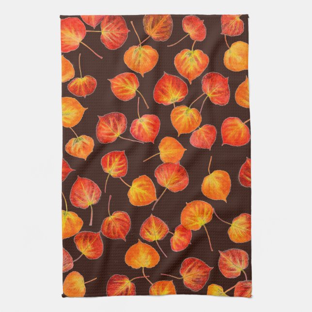 Linge De Cuisine Colorful Autumn Quaking Aspen Leaves (Vertical)