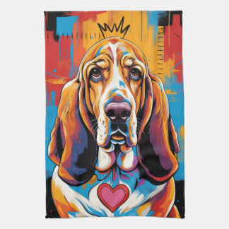 Linge De Cuisine Colorful Basset Hound Pop Art Kitchen Towel