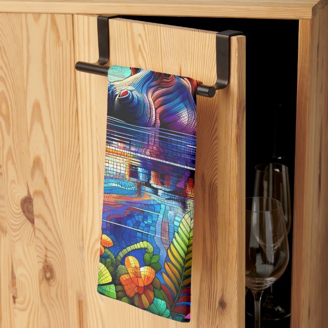 Linge De Cuisine Colorful Hippo  (Pliage en tiers)