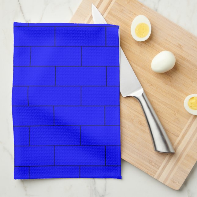 Linge De Cuisine Conception de brique bleue (Quart Plié)