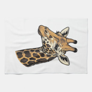 Linge De Cuisine Conception de chemise de portrait de girafe gravur
