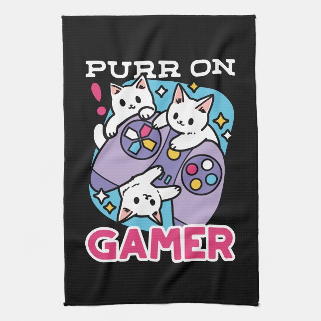 Linge De Cuisine Conception de gamer de chat - Purr sur Gamer Joyst (Vertical)