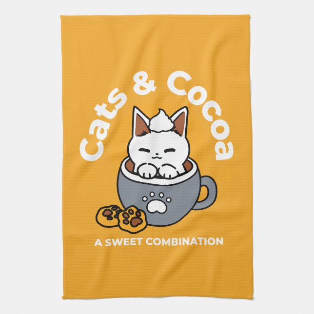Linge De Cuisine Conception de Mug de vacances avec Cosy Cat et Paw (Vertical)