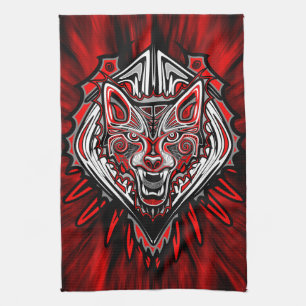 Linge De Cuisine Conception de totem tribal Haida Loup