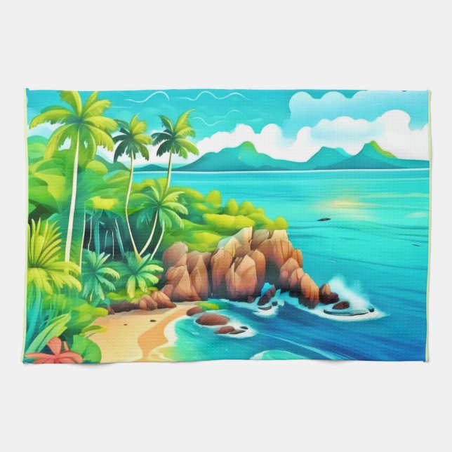 Linge De Cuisine Conception des lisses de la côte tropicale (Horizontal)