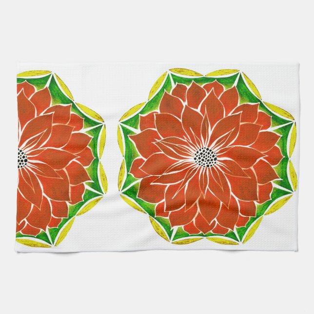 Linge De Cuisine Conception ORANGE de POINSETTIA (Horizontal)