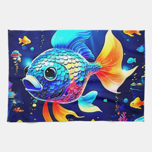 Linge De Cuisine Conception Vibrante du poisson de récif