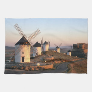 Linge De Cuisine Consuegra, La Mancha, Espagne, moulins à vent