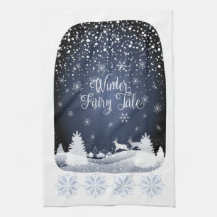 Linge De Cuisine Conte de fées de Noël Imaginaire Snowy Forest Po