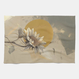 Linge De Cuisine Contour de tournesol minimaliste neutre
