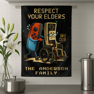 Linge De Cuisine Contrôle de jeu rétro drôle de respect de vos aîné