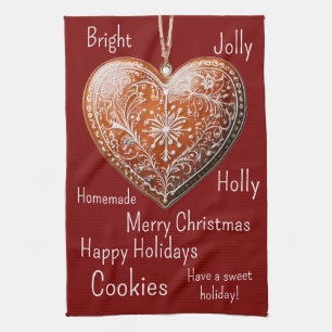 Linge De Cuisine Cookie de Noël traditionnel décoré
