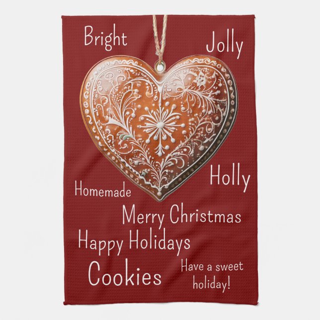 Linge De Cuisine Cookie de Noël traditionnel décoré (Vertical)