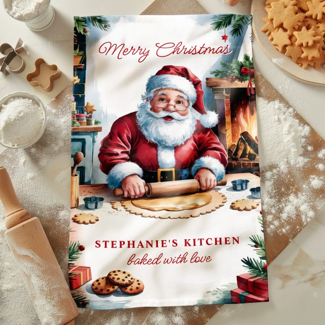Linge De Cuisine Cookies de cuisine père Noël Personnalisé Joyeux N (Créateur téléchargé)