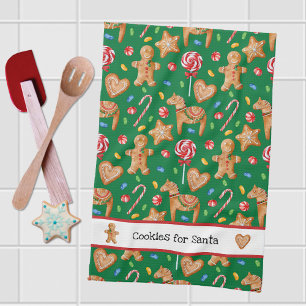 Linge De Cuisine Cookies de Noël pour Père Noël Green Kitchen Towel