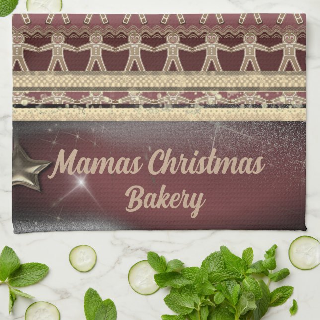 Linge De Cuisine Cookies en pain d'épice de Noël Personnalisés (Plié)
