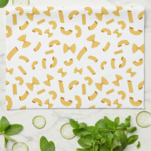 Linge De Cuisine Cool plaisir pâtes macaroni motif sur blanc