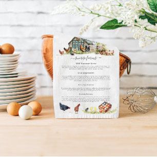 Linge De Cuisine Coop de poulet   Monogramme rustique de ferme