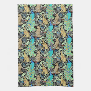 Linge De Cuisine Copie, turquoise et neutres de paon de Nouveau