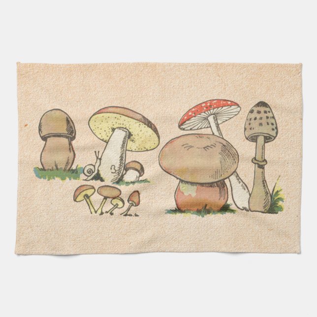 Linge De Cuisine Copie vintage de champignon (Horizontal)