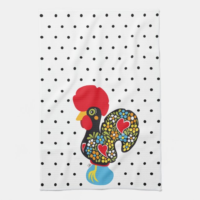 Linge De Cuisine Coq célèbre de Barcelos Nr 06 - pois (Vertical)