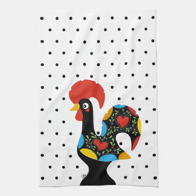 Linge De Cuisine Coq célèbre de Barcelos Nr 09 - pois (Vertical)