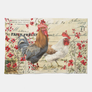 Linge De Cuisine Coq vintage et Hen Ephemera