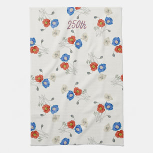 Linge De Cuisine Coquelicot aquarelle rouge blanc et bleu patriotiq