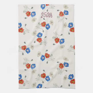 Linge De Cuisine Coquelicot aquarelle rouge blanc et bleu patriotiq