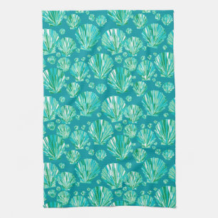 Linge De Cuisine Coques de mer turquoise, aqua et turquoise