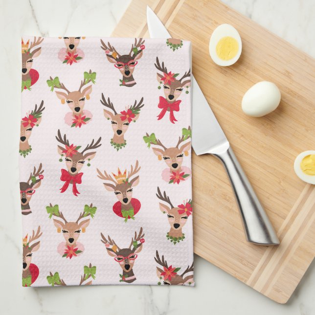 Linge De Cuisine Coquette Christmas Preppy Reindeer (Quart Plié)