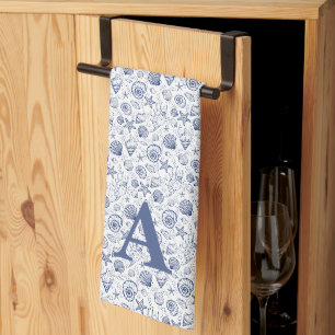 Linge De Cuisine Coquillage Étoile de Mer Monogramme Marin