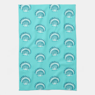 Linge De Cuisine Coquillages marins - aqua et turquoise